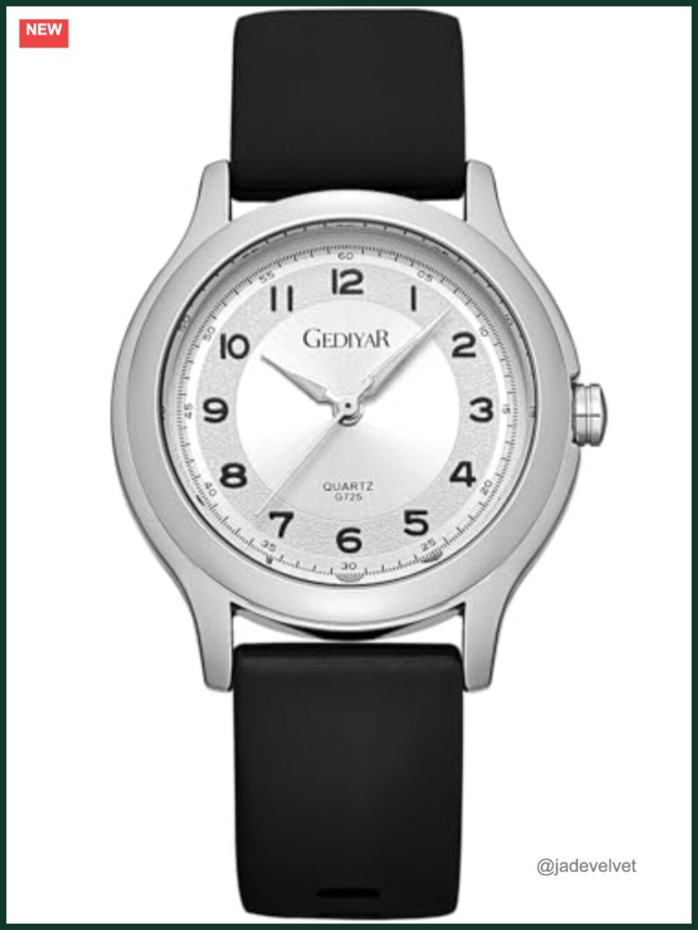 Analog Quartz Watch Large Easy Read Dial Silicone Band 3ATM Waterproof
